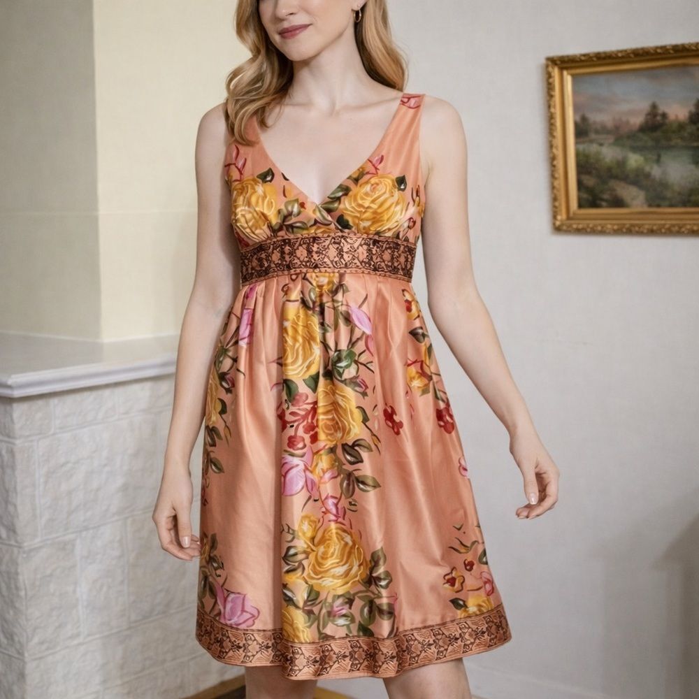 Forever 21 Pink Floral Satin Dress